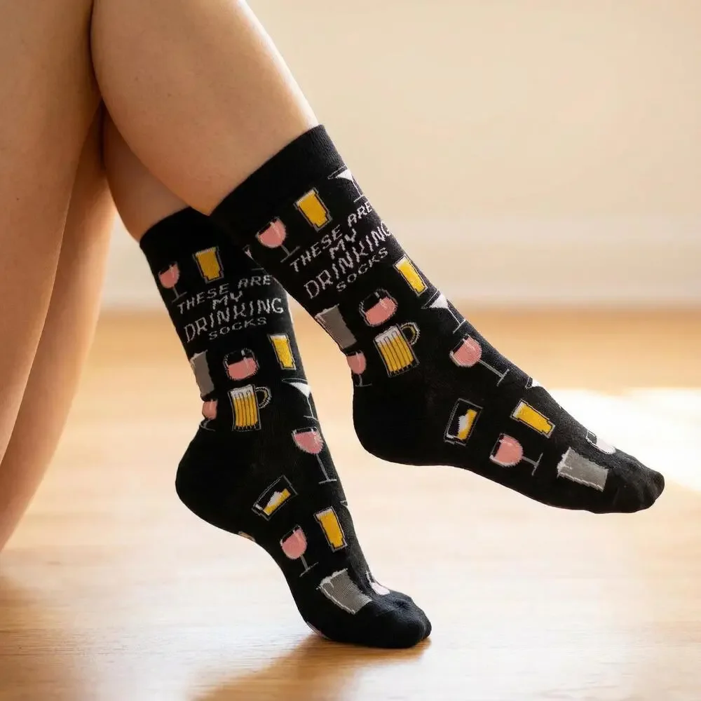These Are My Drinking Socks | Unisex Beer and Cocktails Socks in Black